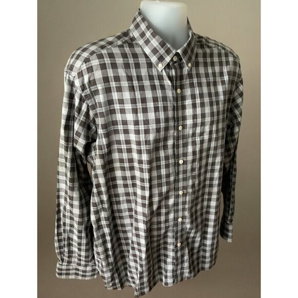 Cremeux Collection Plaid Button Down Shirt Long Sleeve Cotton Brown Gray Mens XL - Picture 6 of 7